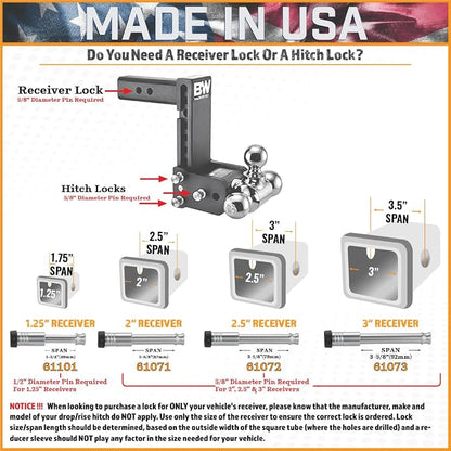 61671 | 3 Pack, Keyed Alike, Receiver Locks - Image 4