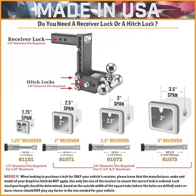 61573 | 2 Pack, Keyed Alike, Receiver Locks - Image 4