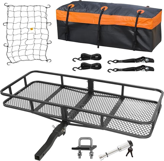 WEIZE Folding Hitch Mount Cargo Carrier 60" x 20" x 6", 500 lbs Capacity Hitch by WEIZE
