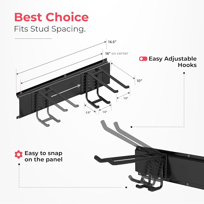 Garage Wall Organizer | 64" Heavy-Duty Tool Storage Rack | Adjustable - Image 2