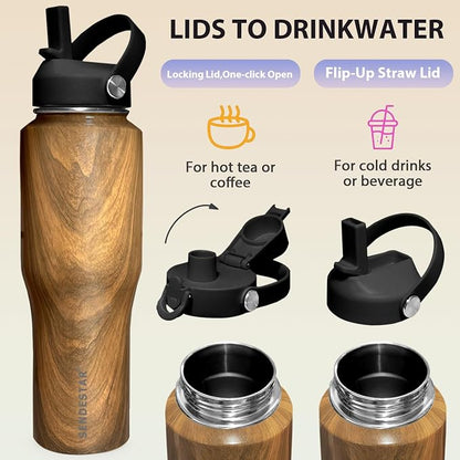 SENDESTAR 32oz Water Bottle Wide Mouth Stainless Steel Vacuum Insulated Double - Image 4