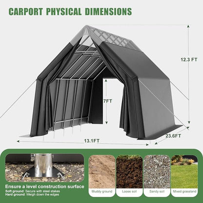 Skyview Portable Garage, 13x24 FT Heavy Duty Carport Canopy - Image 6