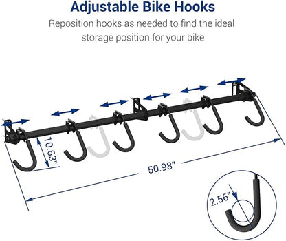 FLEXIMOUNTS 6 Bike Storage Rack, Heavy Duty Wall Mount Hanger - Image 2