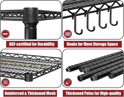 PrimeZone 3 Packs 55.5" W x 24" D x 80" H Heavy Duty Wire Storage Shelves - Image 4