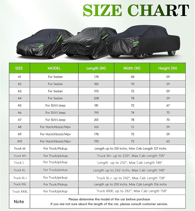 KouKou SUV Car Cover Waterproof All Weather, 7 Layers Outdoor Jeep Car Covers - Image 6