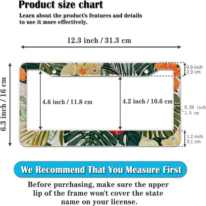 Car Plate Frames Multicolor License Plate Protector Hawaiian Retro Tropical - Image 2