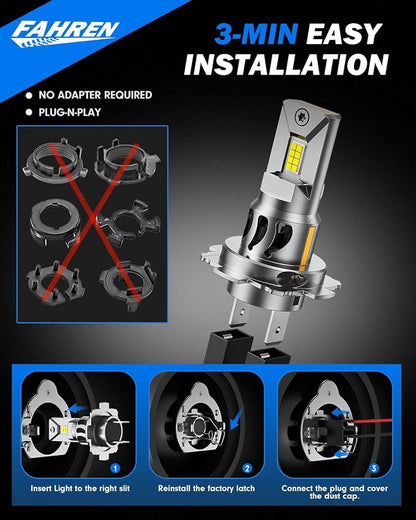 FAHREN H7 LED Light Bulbs, 000LM Super Brightness 1:1 Size No Adapter Needed - Image 4
