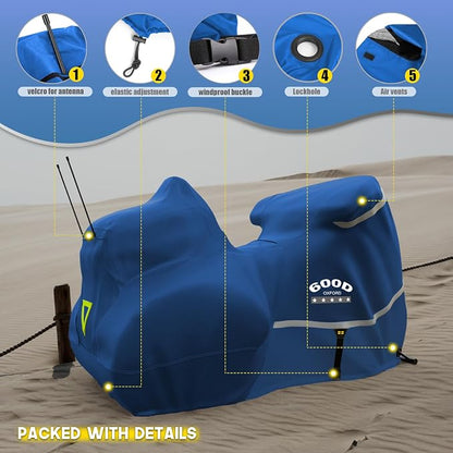 Rosefray Motorcycle Cover with Side+Top Box Heavy Duty 600D Waterproof - Image 5