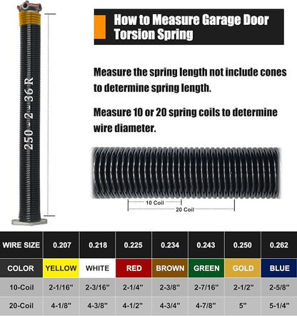 Garage Door Torsion Springs Set, Pair of 2" ID Electrophoresis Coated Garage - Image 5