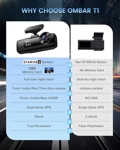 OMBAR T1 4K 3 Channel Dash Cam, STARVIS 2 IMX678 Sensors, Free 128GB Card - Image 8