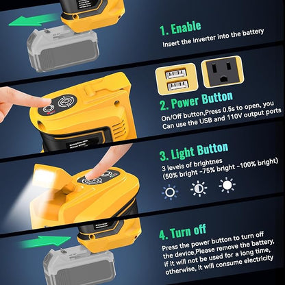 200W Portable Power Inverter for DeWALT 20V, Ecarke Outdoor Generato Battery - Image 6