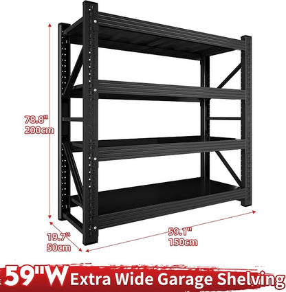 5000LBS Garage Shelving 59" W Garage Shelving Heavy Duty 4-Tier Metal Storage - Image 3