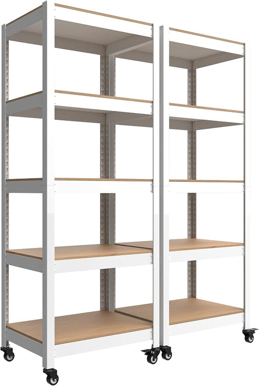 HOMEDANT House White 5-Tier Metal Rolling Cart Shelf Rack Casters Heavy Duty by TheBestOrganizingSolution
