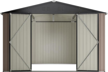 10 x 10 FT Outdoor Storage Shed, Large Metal Tool Sheds - Image 8