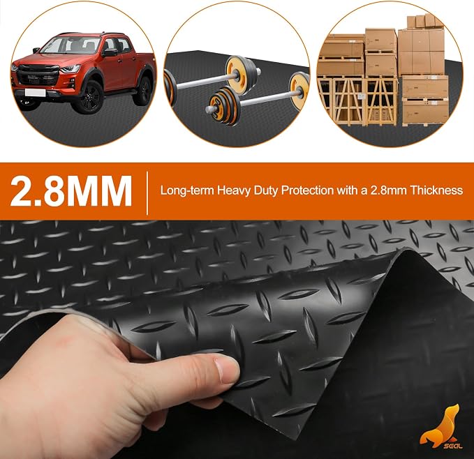 SEAL 6 x 10 Ft Premium Garage Floor Mat, Solid 2.8mm Thickened Black Commercial - Image 2