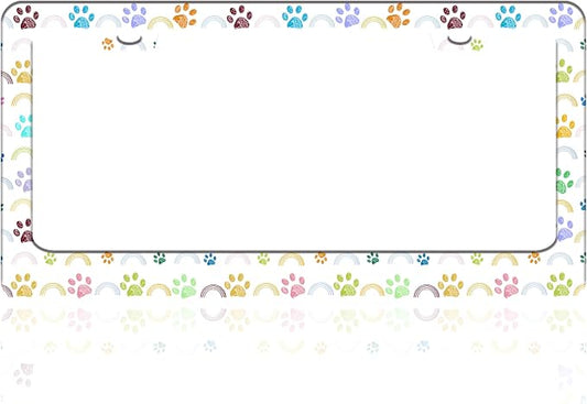 Colorful Cat and Dog Paw Prints License Plate Frame Stainless Steel License by TINALUIN