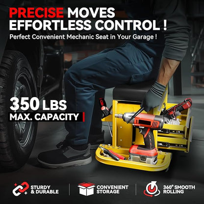 Auto Dynasty 3-Drawer Mechanic Rolling Seat, 350 LBS Capacity Roller Garage - Image 2
