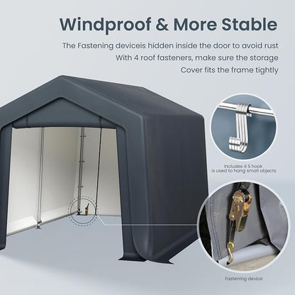 PHI VILLA 8'x12'x7.3' Outdoor Portable Storage Shelter Shed Garage - Image 8