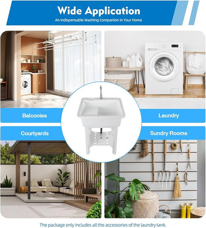Freestanding Utility Sink Plastic Laundry Tub Sink - Image 2
