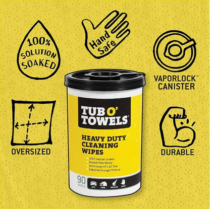 Tub O' Towels TW90 Heavy-Duty 10" x 12" Size Multi-Surface Cleaning Wipes - Image 3