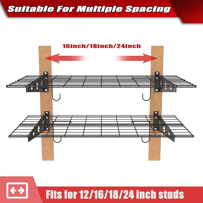 WALMANN 2 Pack Garage Wall Shelves, 2 x 4 ft/24 * 48 inch Wall Mounted Storage - Image 5