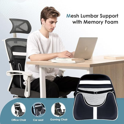 FLORICH Double Layer Breathable Mesh Lumbar Support Ergonomic Leather Lumbar - Image 8