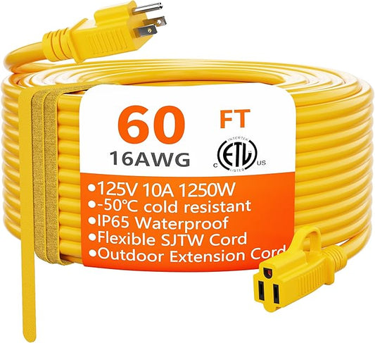 HUANCHAIN Outdoor Extension Cord 60 Foot Waterproof, 16/3 Gauge Flexible by huanchain