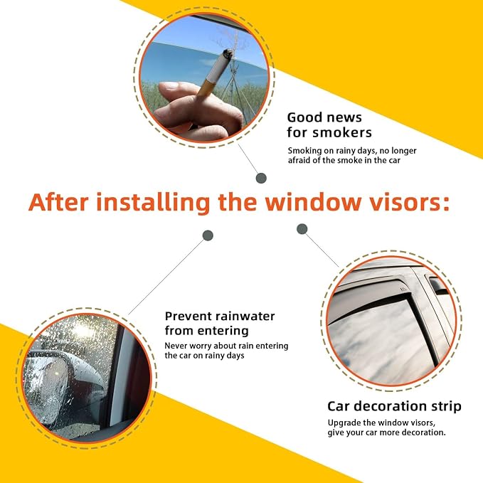 4 pcs Compatible with 2000-2004 Nissan Xterra Front+Rear Sun/Rain Guard Outside - Image 4