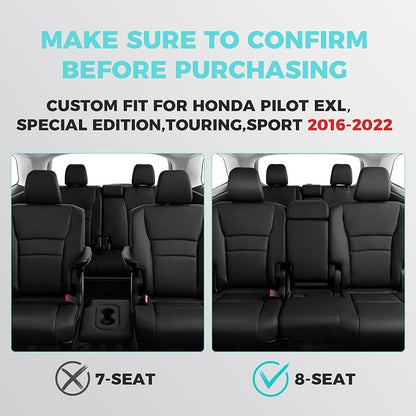 for Honda Pilot Seat Covers, Full Set Custom Car Seat Protectors Fit Pilot EX-L - Image 2