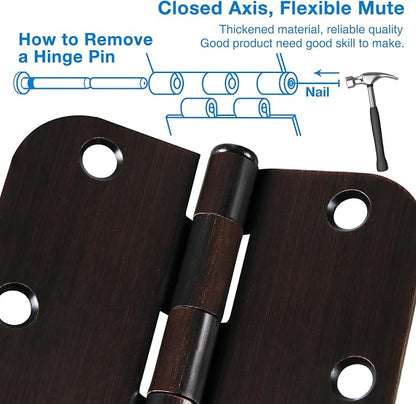 3 Pack 3 1/2 Inch Door Hinges Oil Rubbed Bronze 3.5 Inch Black Interior Hinge - Image 4