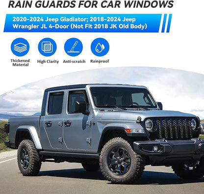 4pcs Front+Rear Smoke Tint Sun/Rain Guard Outside Mount Tape-On Vent Window - Image 2