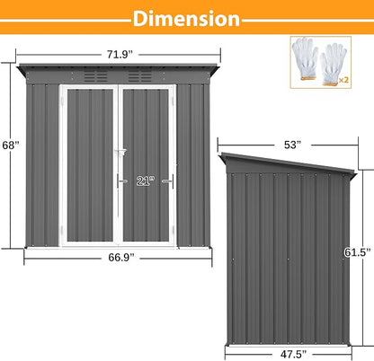 4'x6' Metal Shed Outdoor Storage Shed, Metal Steel Utility Tool Shed Storage - Image 2