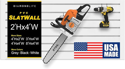 2'H x 4'W Slatwall Panel Garage Wall Organizer: Heavy Duty Wall Mounted PVC by DLDIRECT