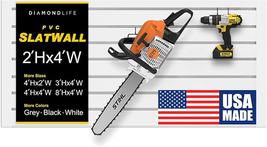 2'H x 4'W Slatwall Panel Garage Wall Organizer: Heavy Duty Wall Mounted PVC by DLDIRECT