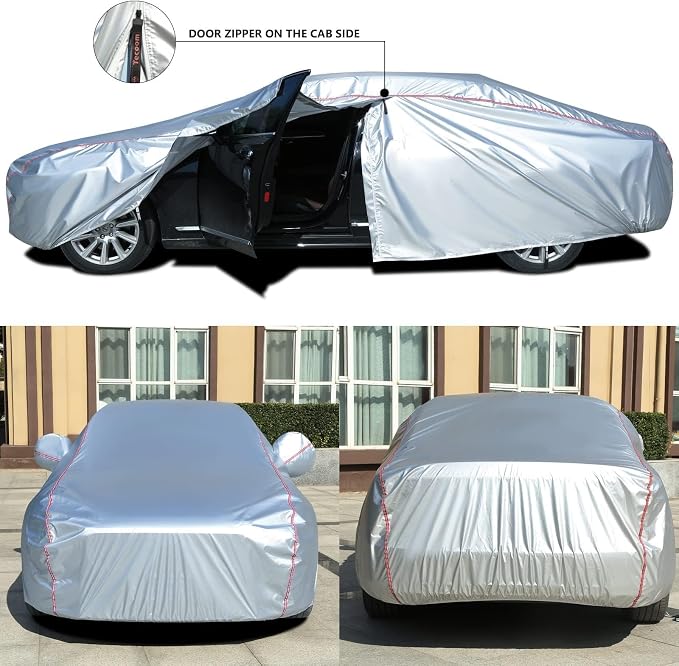 Tecoom Car Covers for Automobiles Door Zipper/Lock Universal Fit Sedan Toyota - Image 2