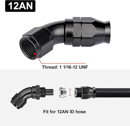 EVIL ENERGY 12AN 45 Degree PTFE One Piece Full Flow End Hose Fitting Aluminum - Image 4