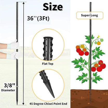 Rebar Stakes 36 inches 16-Pack Concrete Form Stakes Straight 3/8" Diameter - Image 2