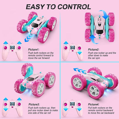 RC Cars, 2.4 GHZ Double Sided RC Stunt Car 360° Rotating Remote Control Crawler - Image 6