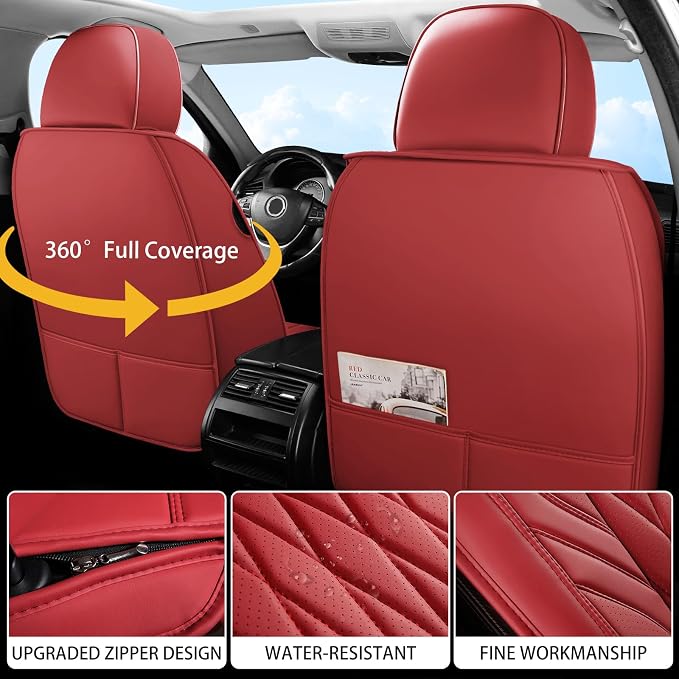 WELLDO Car Seat Covers Front Seats, Leather Seat Covers - Image 2