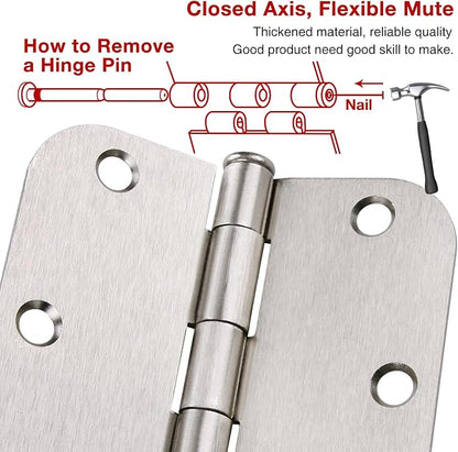 24 Pack Interior Satin Door Hinges Brushed Nickel 3.5 Inch x 3 1/2" 5/8" Rudius - Image 4