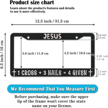Fun License Plate Frame Cover Black and White License Plate Frames Jesus 1 - Image 2