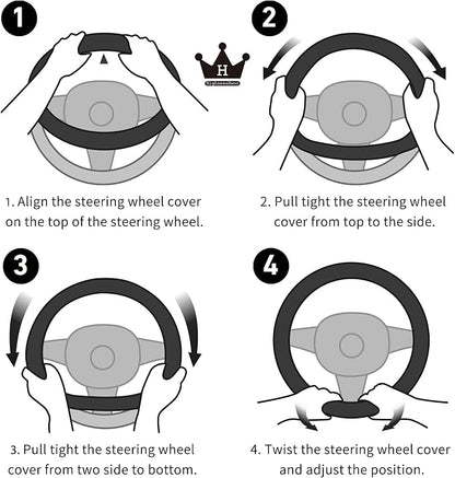 Car Steering Wheel Covers for Women Padded Carbon Fiber PU Leather Cute Auto - Image 8