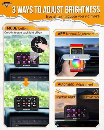 Auxbeam 8 Gang Switch Panel AC-800 Bluetooth RGB Switch Pod - Image 4
