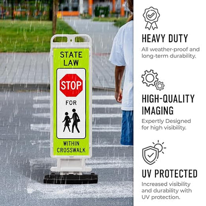 State Law Stop for Pedestrian in Crosswalk MUTCD R1-6a Sign, Double Sided 3M - Image 6