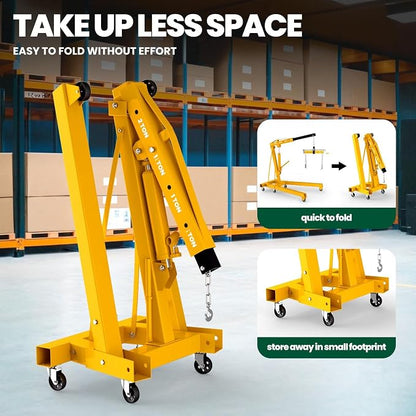2 Ton Folding Engine Hoist, 4400lbs Hydraulic Cherry Picker Engine Hoist - Image 6