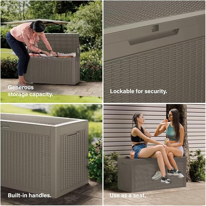 200 Gallon Resin Deck Box, Waterproof Outdoor Storage Bin - Image 6