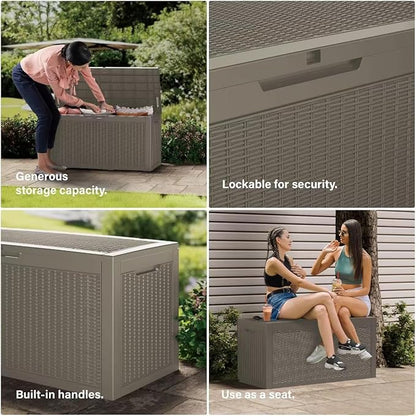 100 Gallon Resin Deck Box, Waterproof Outdoor Storage Bin - Image 7