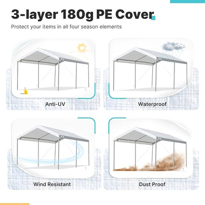 ADVANCE OUTDOOR Adjustable 10x15 ft Heavy Duty Carport Car Canopy Garage Boat - Image 4