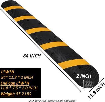 84'' Rubber Speed Bump, 1 Pack 2 Channel Modular Heavy Duty Speed Bumps Humps - Image 9