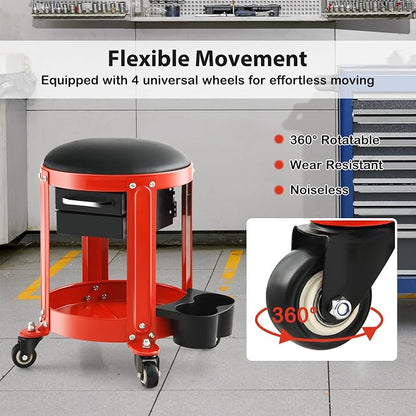 S AFSTAR Garage Shop Roller Seats, Adjustable Pneumatic Rolling Creeper Stool - Image 5